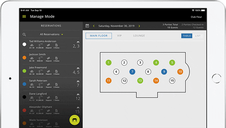 VIP table management